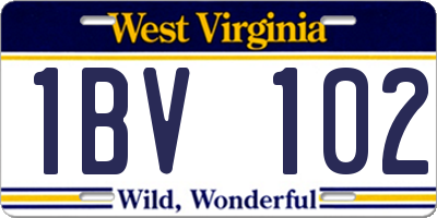 WV license plate 1BV102