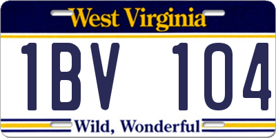 WV license plate 1BV104