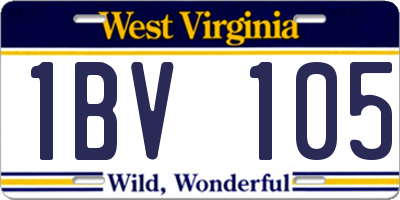 WV license plate 1BV105