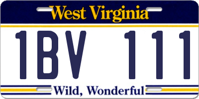 WV license plate 1BV111