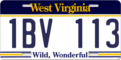 WV license plate 1BV113