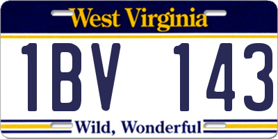 WV license plate 1BV143