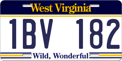 WV license plate 1BV182