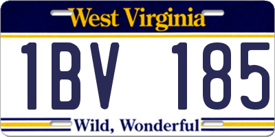 WV license plate 1BV185