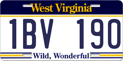 WV license plate 1BV190