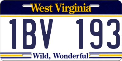 WV license plate 1BV193