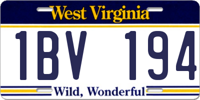 WV license plate 1BV194