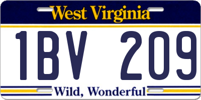 WV license plate 1BV209