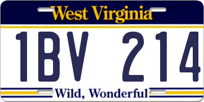 WV license plate 1BV214