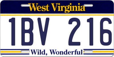 WV license plate 1BV216