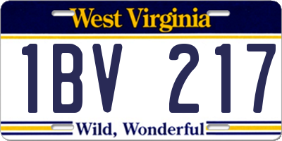 WV license plate 1BV217
