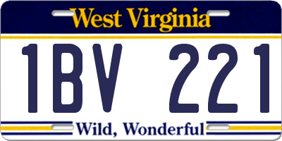 WV license plate 1BV221