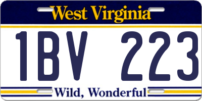 WV license plate 1BV223