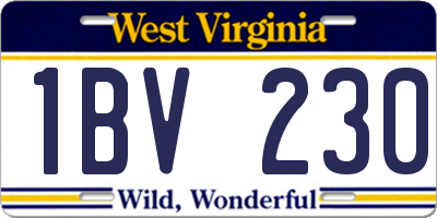 WV license plate 1BV230