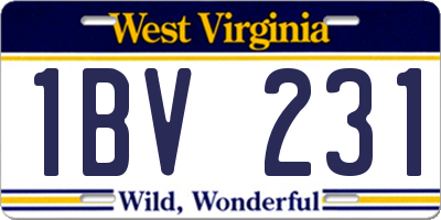 WV license plate 1BV231