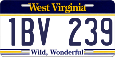 WV license plate 1BV239