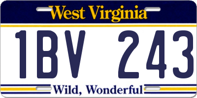 WV license plate 1BV243