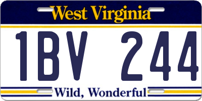 WV license plate 1BV244
