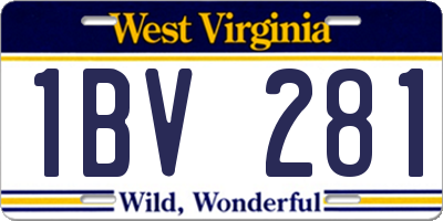 WV license plate 1BV281