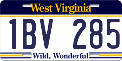 WV license plate 1BV285