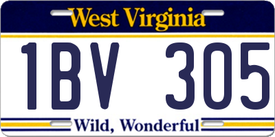 WV license plate 1BV305