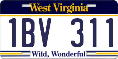 WV license plate 1BV311