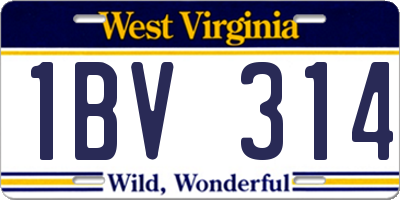 WV license plate 1BV314