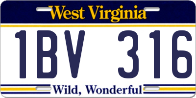 WV license plate 1BV316