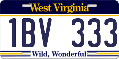 WV license plate 1BV333