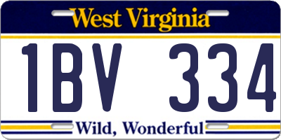 WV license plate 1BV334