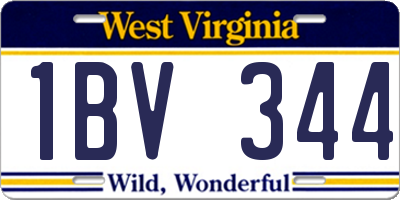 WV license plate 1BV344