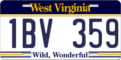 WV license plate 1BV359