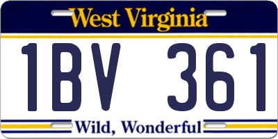 WV license plate 1BV361
