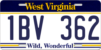 WV license plate 1BV362