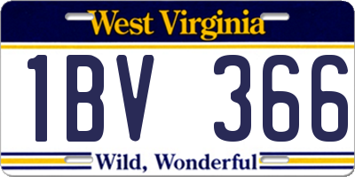 WV license plate 1BV366