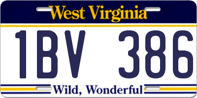 WV license plate 1BV386