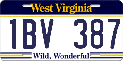WV license plate 1BV387
