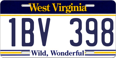 WV license plate 1BV398