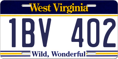 WV license plate 1BV402