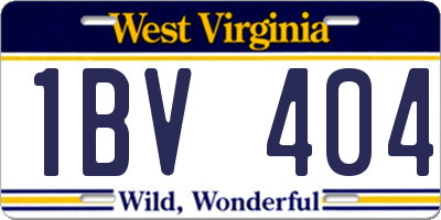 WV license plate 1BV404