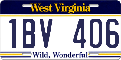 WV license plate 1BV406