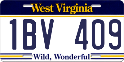 WV license plate 1BV409