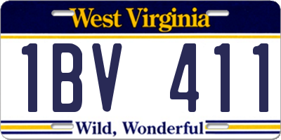 WV license plate 1BV411