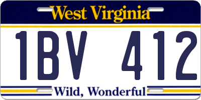 WV license plate 1BV412