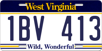 WV license plate 1BV413