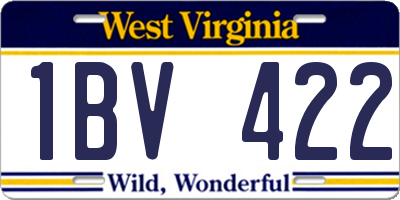WV license plate 1BV422