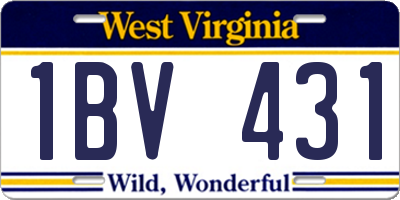 WV license plate 1BV431