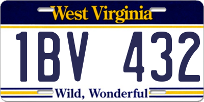 WV license plate 1BV432