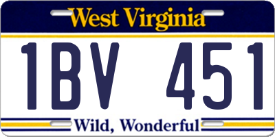 WV license plate 1BV451
