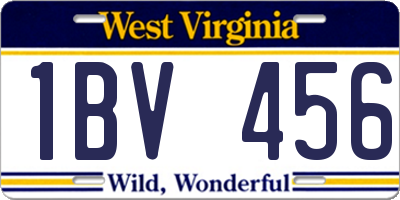 WV license plate 1BV456